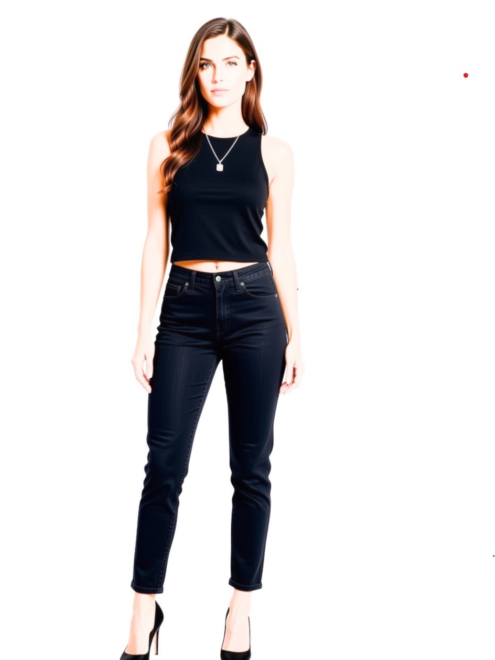 Good American Deep Black Coated High-Rise Women's Jeans  Modern Slim